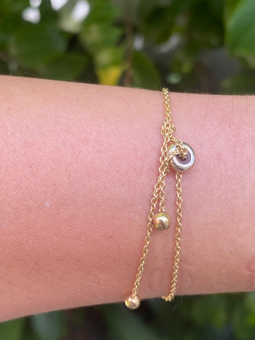 10K Gold Bolo Pull Bracelet with 1 Carat Natural Diamonds