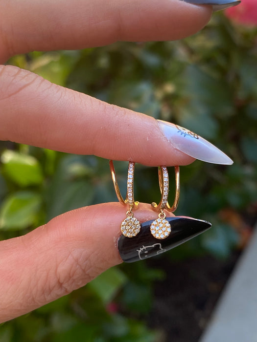 14k spiral diamond huggies