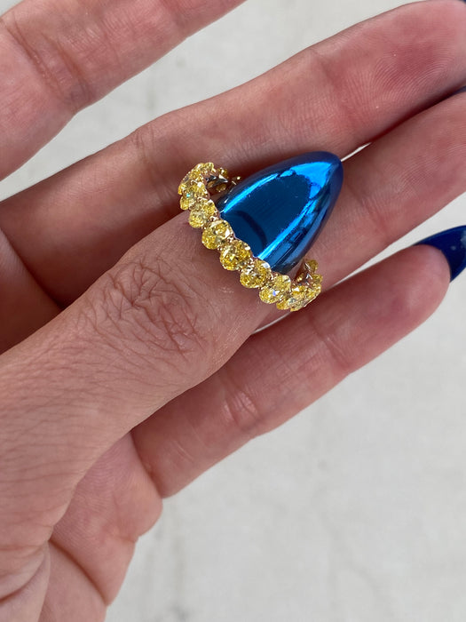 18K Yellow Gold Lab-Grown Yellow Diamond Oval Eternity Ring