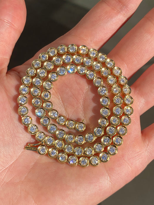 18k bezel set 10.06 tcw diamond tennis necklace