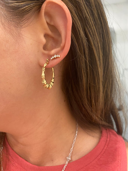 14K Vintage Bamboo Hoop Earrings