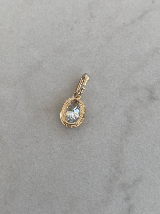 14K Gold Double Bezel Lab Diamond Oval Cut Pendant