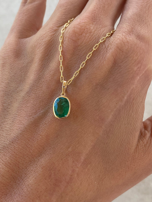 14K Gold Bezel-Set Oval Emerald Charm – 1.45 Carats emerald charm