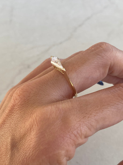 14K Step-Cut Elongated Kite Lab Diamond Ring