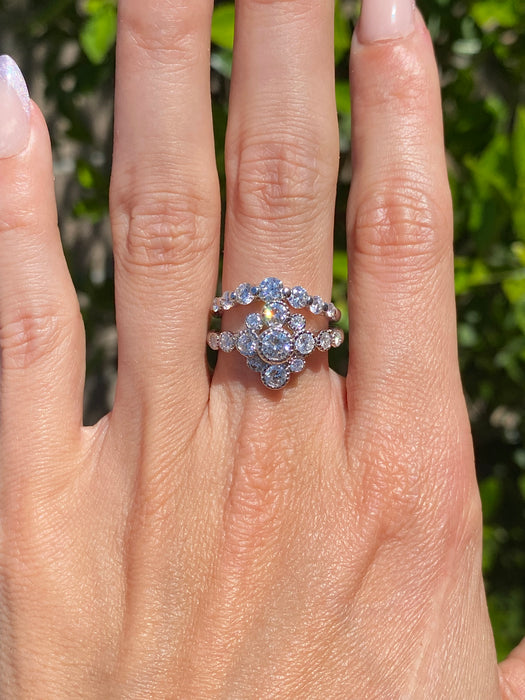 Vintage Platinum 900 Diamond Chevron Ring