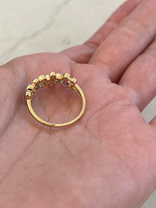 14K Gold Bezel Rainbow Ring Size 7
