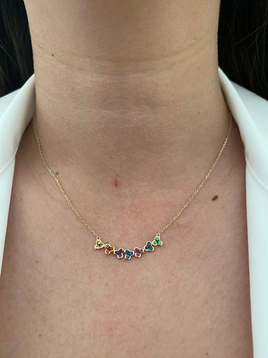 14k rainbow clover necklace