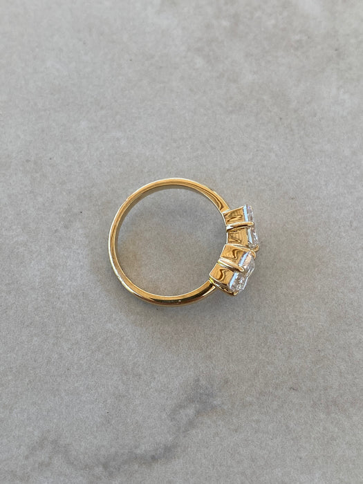 14K Gold Two-Stone Princess-Cut Lab Diamond Pinky Ring