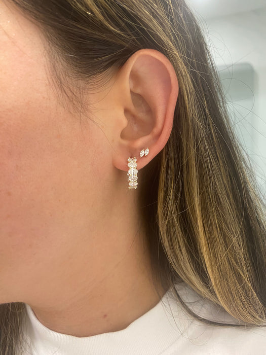 14K Gold 3.80 CTW Oval Lab Diamond Inside-Out Hoop Earrings