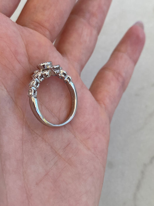 Vintage Platinum 900 Diamond Floral Ring