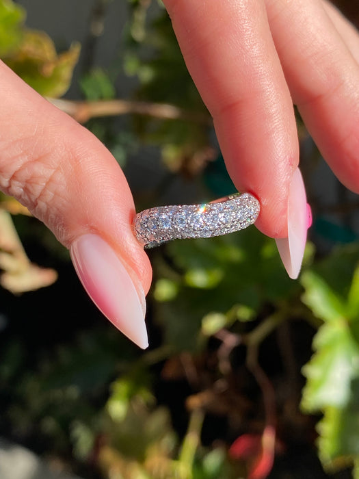 Vintage Platinum 900 1 Carat Diamond Wavy Ring