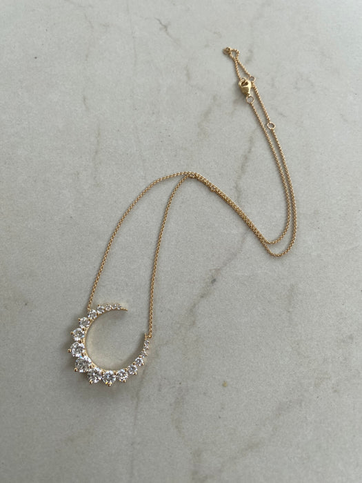 14K Gold 2.7 Carat Lab Diamond Crescent Moon Necklace