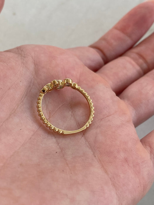14K Gold Bezel Rainbow Gemstone Bead Ring