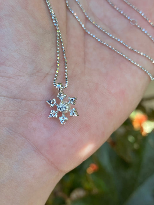 14k white gold snowflake diamond pearl necklace