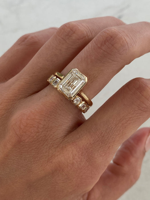 14K Gold 3.04 CT Emerald Cut Lab Diamond Ring IGI Certified