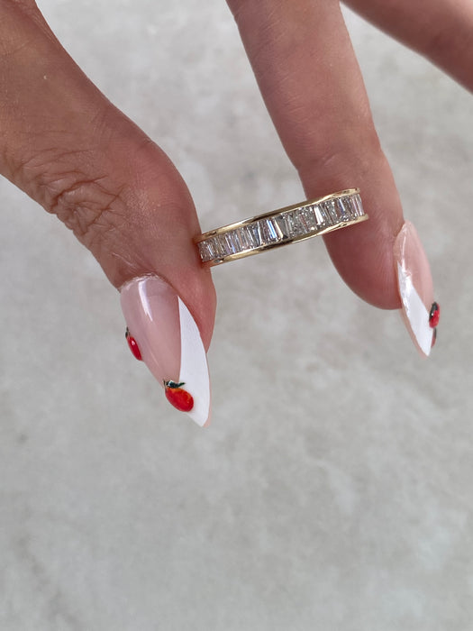 Vintage 14K Gold 3 Carat Natural Baguette Diamond Eternity Ring