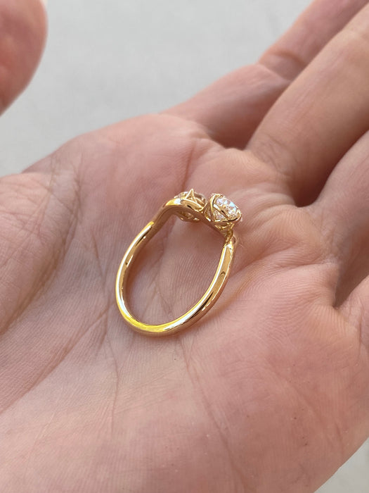 14K Curved 1.63ct Oval & Round Lab Diamond Ring