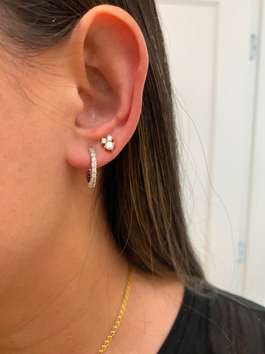 Platinum 1 carat diamond hoop earrings