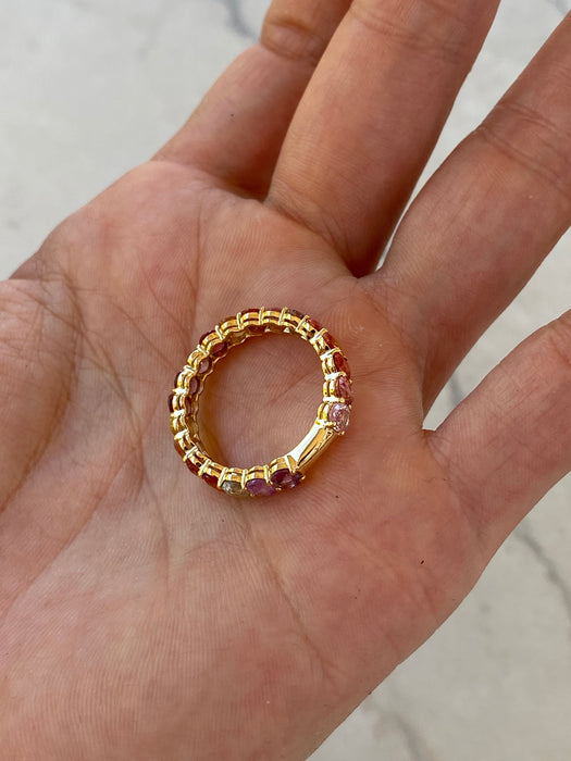 18K Rainbow Sapphire Ring