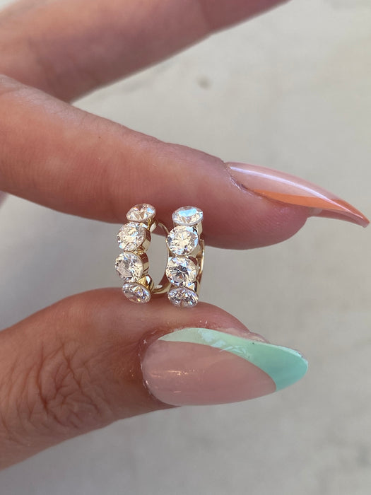 14K 1.36 TCW Lab Diamond Invisible Set Huggie Earrings