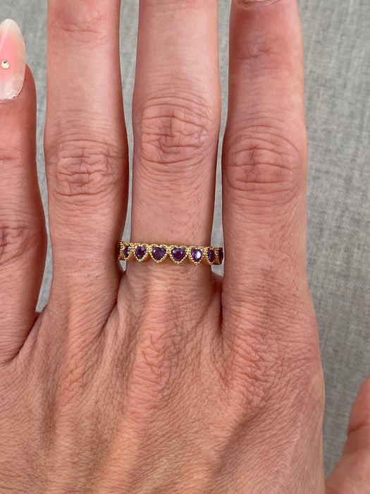 14K Amethyst Heart Eternity Ring