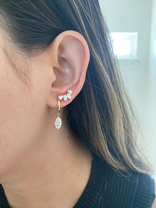 14k 1.3 carats lab pear diamond stud earrings