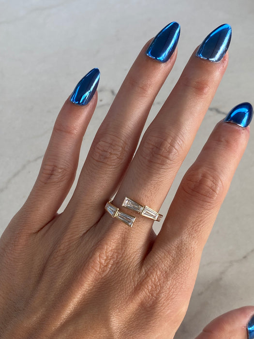 14K Tapered Baguette Lab Diamond Bypass Ring
