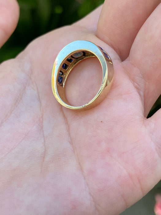 14k blue sapphire diamond ring size 7