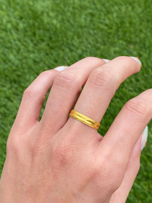 Vintage 24k Pure Gold Diamond Cut Eternity Ring