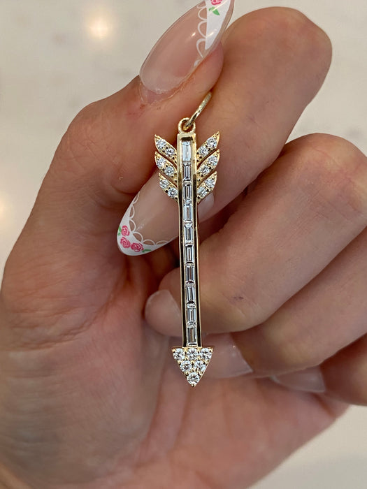 14K Gold Lab Diamond Arrow Charm