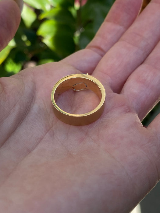 18k Brushed Gold Aquamarine & Diamond Ring – Size 6.5