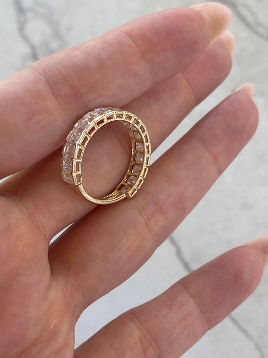 14K Gold 3.19 TCW Emerald-Cut Lab Diamond ¾ Eternity Ring- IGI