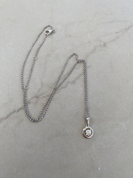 14K White Gold Lab Diamond Pendant Necklace