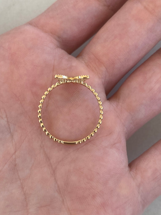 14K Gold Diamond Butterfly Bead Ring