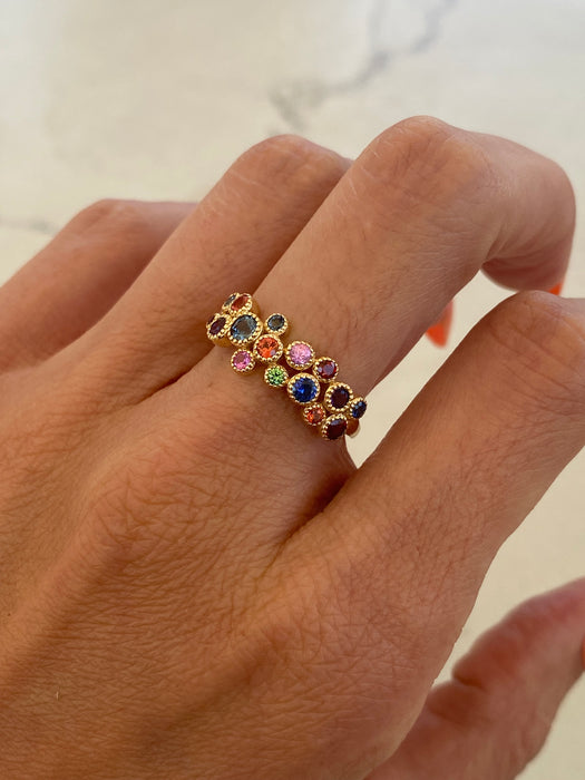 14K Gold Bezel Rainbow Ring Size 7
