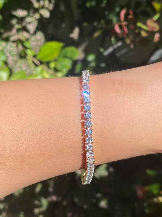 14k half 4 carat lab diamond paperclip bracelet 7.25”