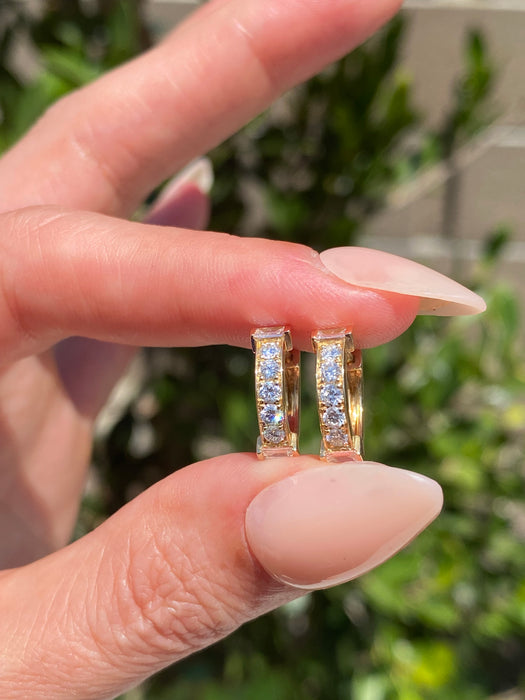 14k Gold Lab Diamond Huggie Earrings