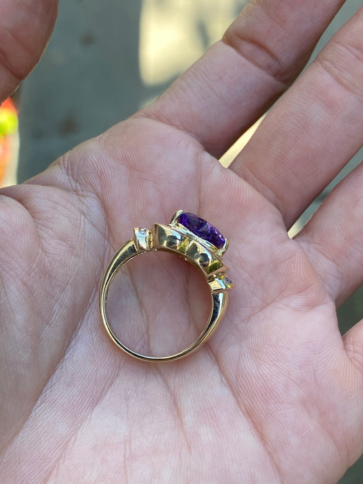 14k amethyst heart diamond ring size 7