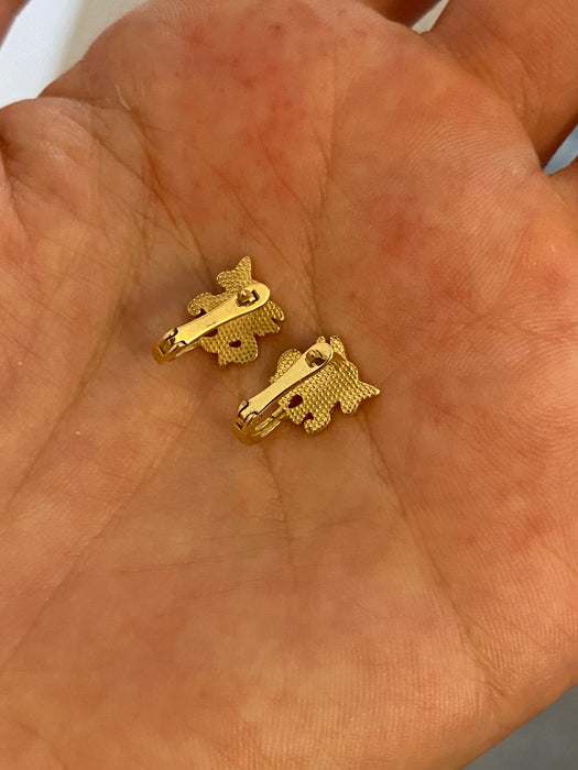 14K Gold Enamel Unicorn Huggie Earrings