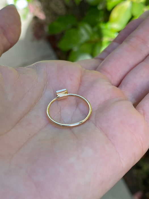 14K Gold Square Pavé Diamond Ring Size 6.5