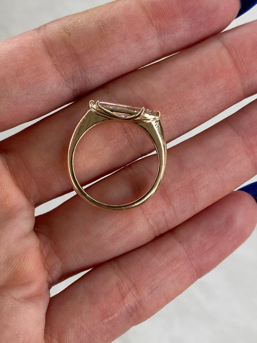 14K Light Champagne Shield-Cut Lab Diamond Ring