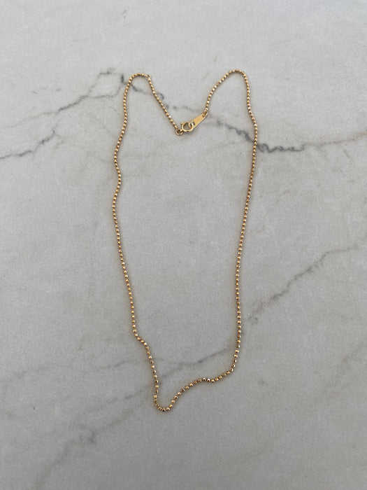 Vintage 18K Diamond Cut Bead Chain Necklace