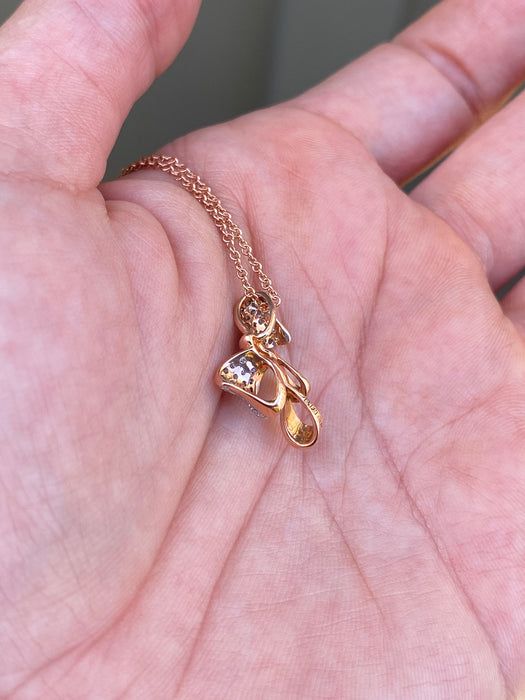 14k rose gold diamond bow necklace