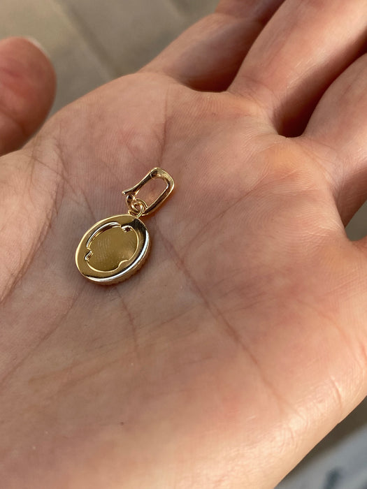 14K Gold Fluted Diamond Disc Charm