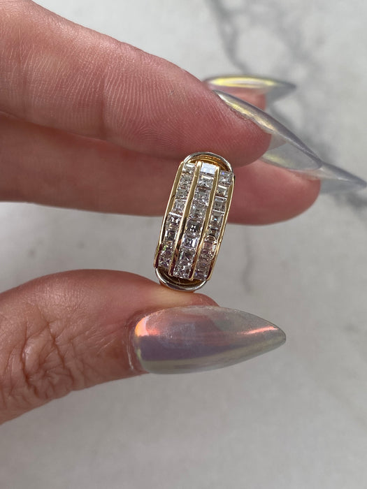 Vintage 18K Two-Tone Gold Asscher Cut Natural Diamond Band Ring – 1.03 TCW