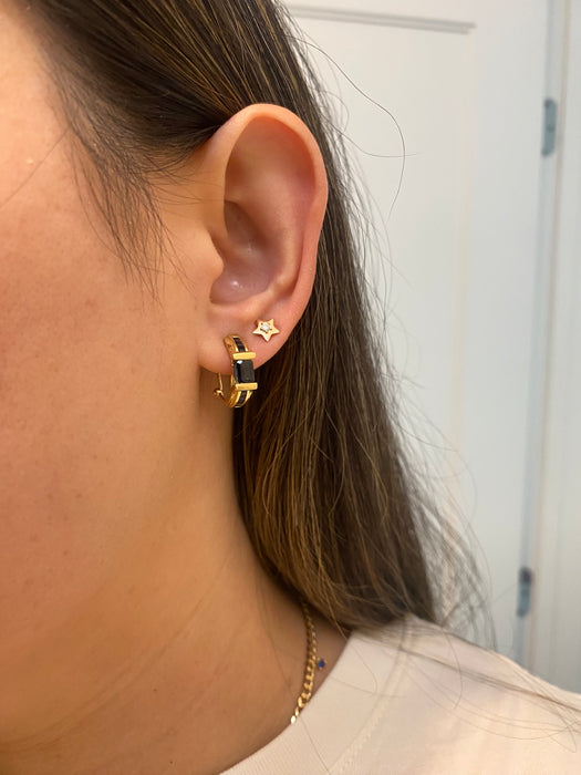 14k blue sapphire huggie hoop earrings