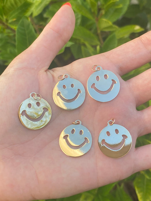 Custom 14k smiley face charm pendant