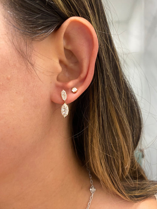 14K 2.9 TCW Step-Cut Marquise Lab Diamond Earrings- IGI Certified