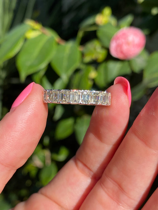 14k white gold emerald cut diamond eternity ring size 7