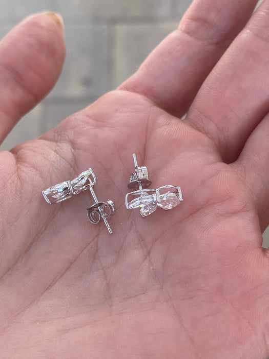 14K White Gold Pear & Marquise Lab Diamond Stud Earrings | 2.40 CTW